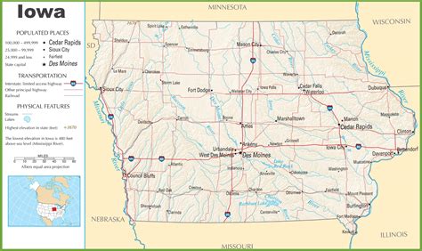 Iowa highway map - Ontheworldmap.com