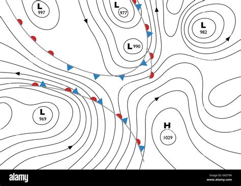 Editable vector illustration of a generic weather map showing isobars Stock Vector Art ...