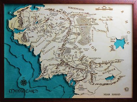 3D Middle Earth Map, wooden craft and hand-painted | Карта средиземья, Хоббит, Карта