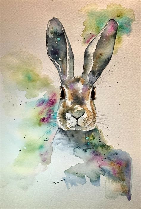 Bunny Watercolor, Rabbit Painting, Watercolor Animals, Painting & Drawing, Watercolor Paintings ...