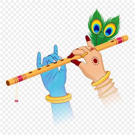 Krishna Janmashtami Vector Art PNG, Radha Krishna Hands Playing Musical ...