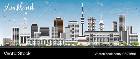 Auckland Skyline with Gray Buildings Royalty Free Vector