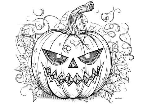 Spooky Halloween pumpkin - Halloween Adult Coloring Pages