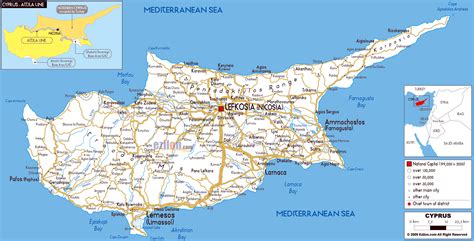 Large road map of Cyprus with cities and airports | Cyprus | Asia | Mapsland | Maps of the World