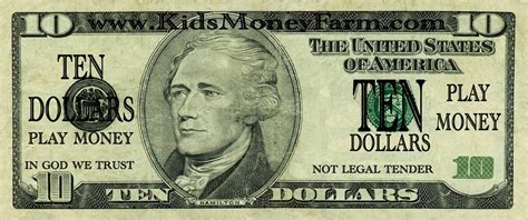 Printable Play Money 10 Dollar Bills Play Money Template, Printable Play Money, Fake Dollar Bill ...