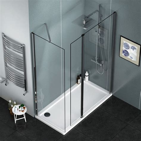 8mm 1200 x 800mm Walk In Shower Enclosure with Shower Tray + 300mm Flipper Panel | Walk in ...