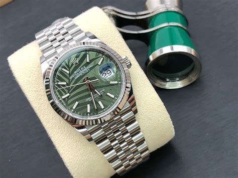 Rolex Datejust 36 126234 Green Palm Dial Jubilee for $14,502 for sale ...