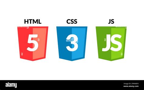 HTML5 CSS3 JS icon set. Web development logo icon set of html, css and javascript, programming ...