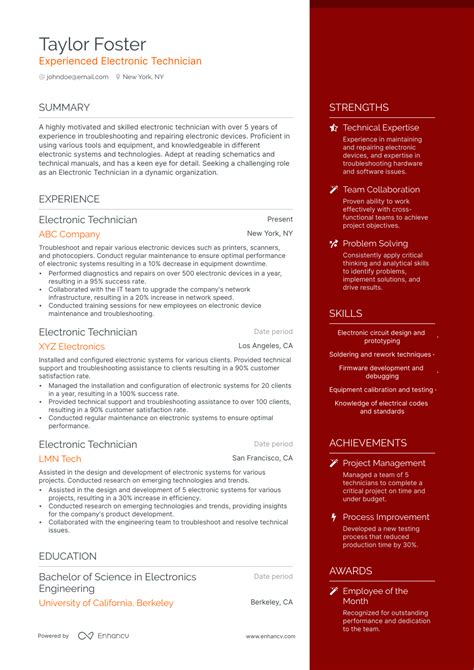 5 Electronic Technician Resume Examples & Guide for 2023