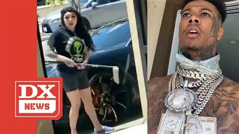 Blueface's Baby Mama Smashes His House Window During Outburst - YouTube