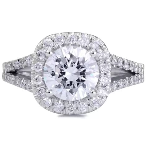 3.50 Ct Round Cut Cushion Halo Diamond Engagement Ring