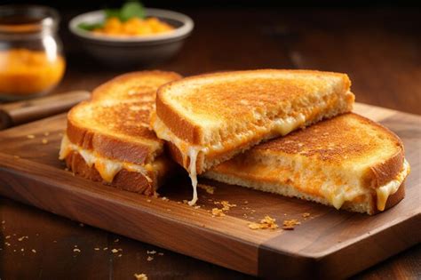 Premium AI Image | Grilled Cheese Toast Sandwich on a Wooden Board