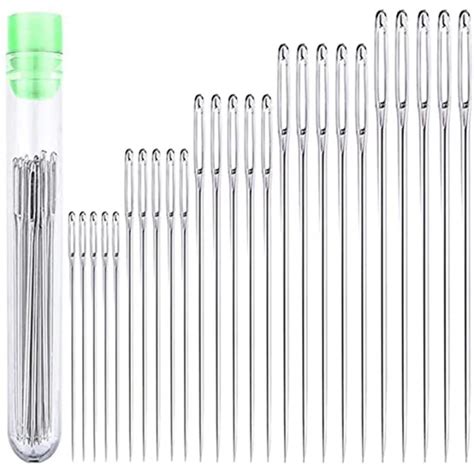 25 Large Eye Stitching Needles - 5 Sizes Big Eye Hand Sewing Needles in ...