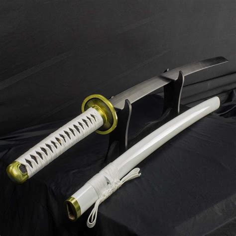 White Hand-Forged Katana - Full Tang Collectible Samurai Swords - White Handmade Japanese Katana ...