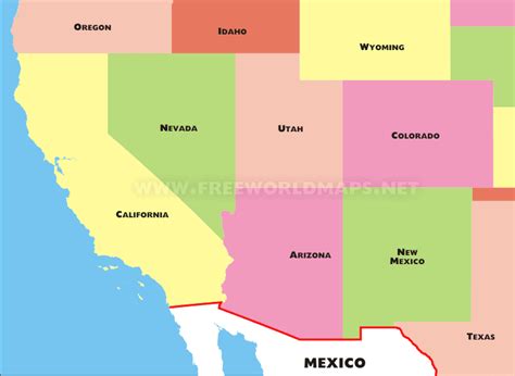 Southwestern US political map - by freeworldmaps.net