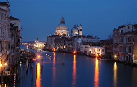 Venice Grand Canal - Night View,Italy Stock Image - Image of ...