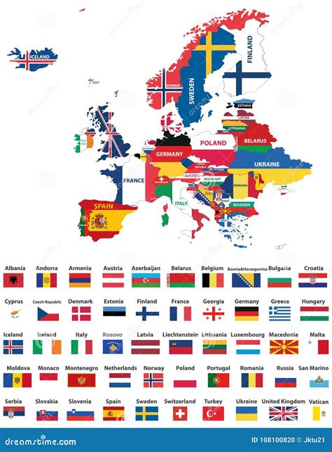 Map Of Europe With Country Flags