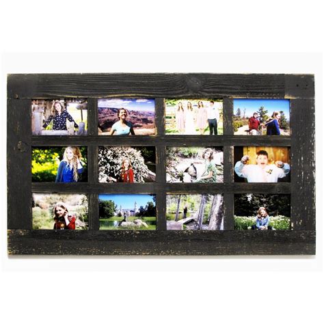 Window Style 12 Opening 4X6 Multi Photo Frame, Collage Picture Multiframe, Reclaimed Barn Wood ...