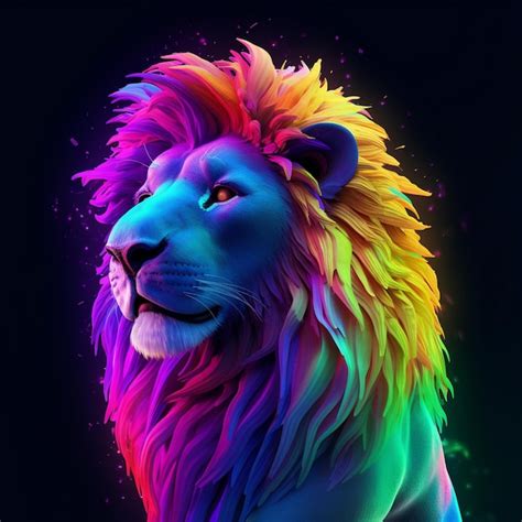 Premium AI Image | a lion with a colorful mane and a multicolored mane.