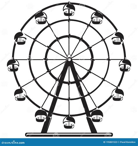 Ferris Wheel in Monochrome Design. Stock Vector - Illustration of ferris, design: 195801523