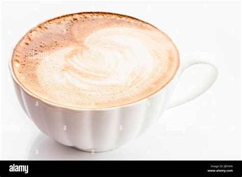 Hot coffee latte with free pour art isolated on white background Stock Photo - Alamy