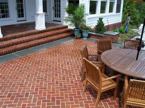 Image result for clay paver steps herringbone | Patio pavers design, Brick patios, Patio