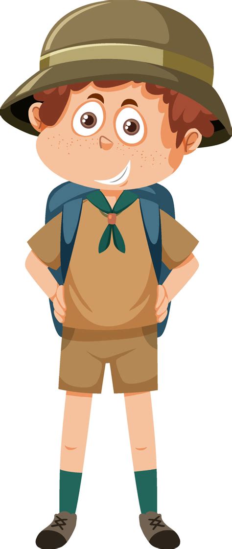 Cute boy scout cartoon character with backpack 11778676 Vector Art at Vecteezy