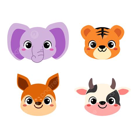 Cute Cartoon Animals Clipart Vector, Animal Head Cute Cartoon Character, Animal, Cartoon ...