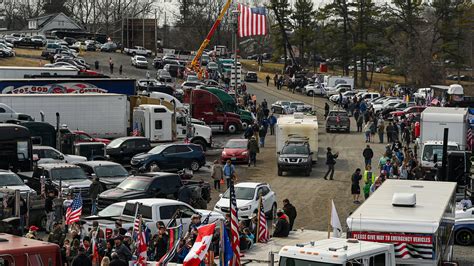 Truckers Protesting Covid Mandates Amass Outside the Capital - The New York Times