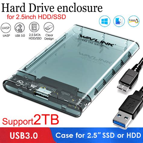 5Gbps Universal 2.5 Inch SATA I / II / III SSD HDD Hard Drive Enclosure Case 2TB Thunderbolt 3 ...