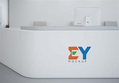 Free Reception Desk Logo Mockup