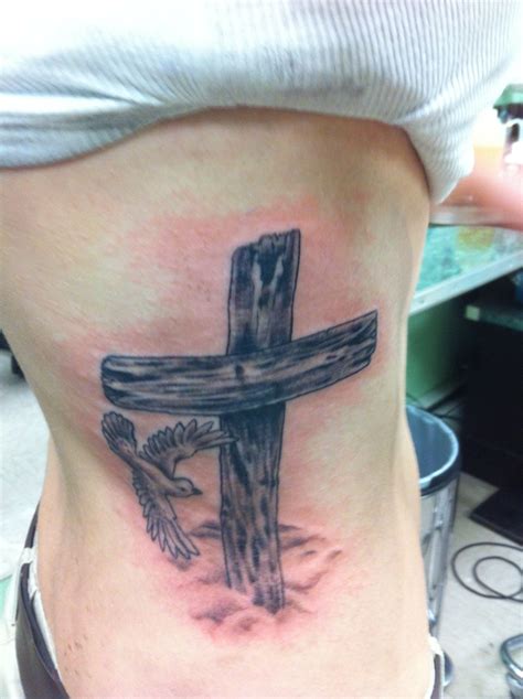 Rugged Wooden Cross Tattoo