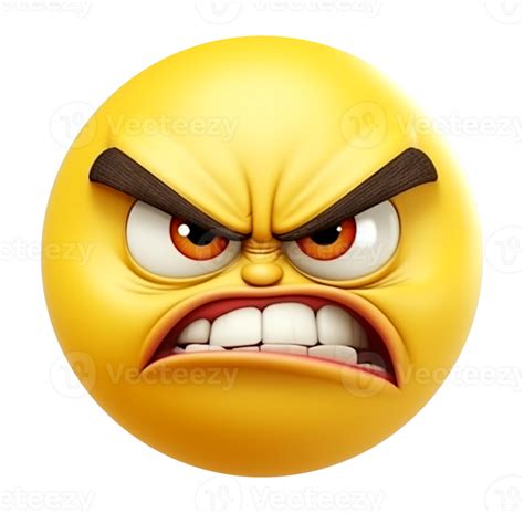 yellow emoticon 3d icon. angry facial expression. 24125065 PNG