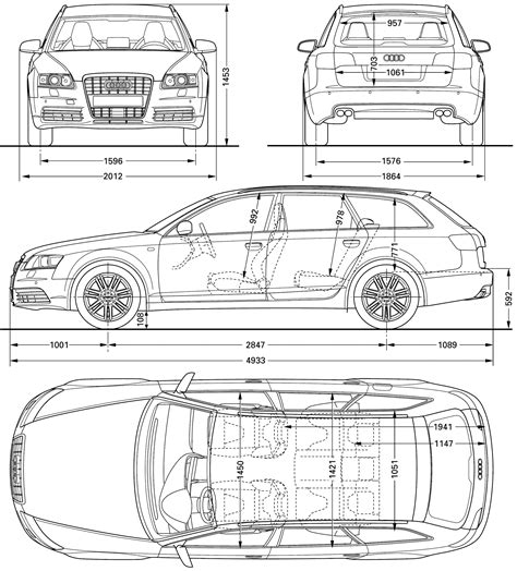 Audi S6 Blueprint - Download free blueprint for 3D modeling