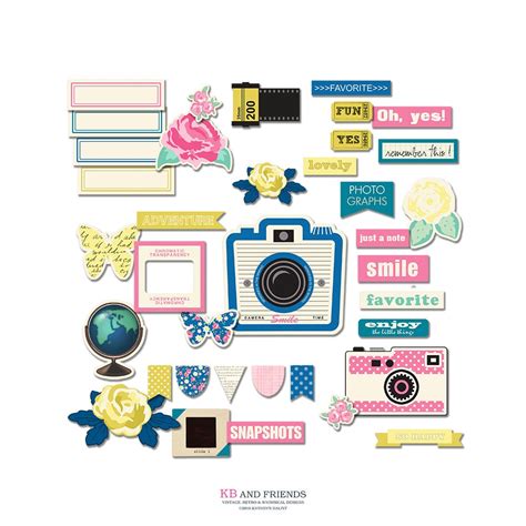 Printable retro camera scrapbook embellishments / vintage