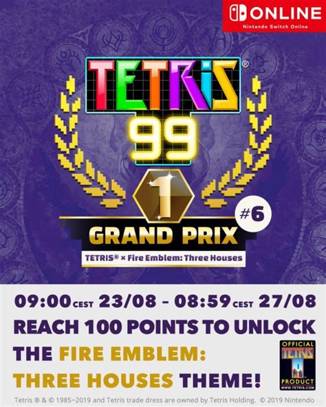 Tetris 99: next online competition is next week & will feature a Fire Emblem: Three Houses theme