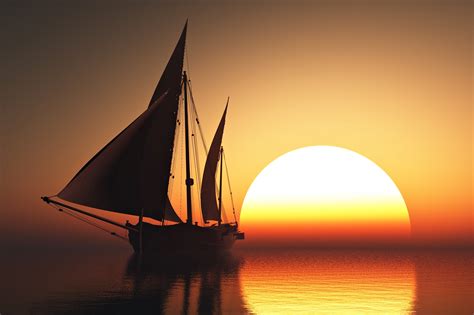 sea, Sunset, Boat, Sailing, Sun, Sky, Orange, Beauty, Romantic, Emotions, Quiet, Calm, Yacht ...