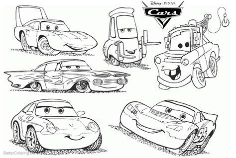 Characters from Cars Pixar Coloring Pages - Free Printable Coloring Pages