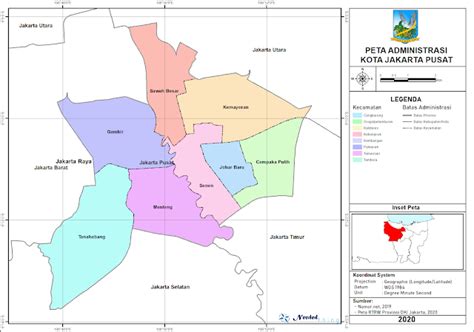 Peta Administrasi Kota Jakarta Pusat, Provinsi DKI Jakarta - SEJARAH