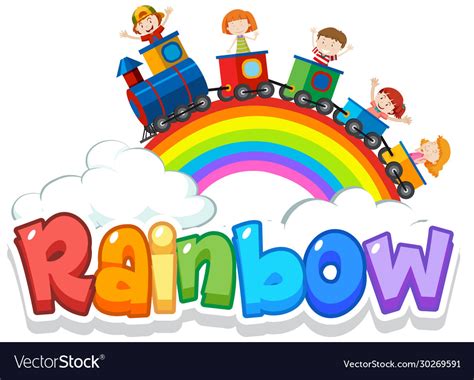 Font design for word rainbow with rainbow Vector Image