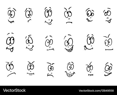 Emotion set of cartoon facial expressions Vector Image