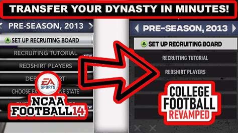 HOW TO TRANSFER YOUR NCAA 14 DYNASTY INTO COLLEGE FOOTBALL REVAMPED | THIS IS SUPER EASY! - YouTube