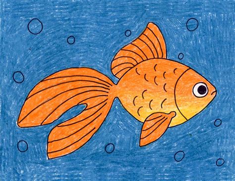 Easy How to Draw a Goldfish Tutorial and Goldfish Coloring Page