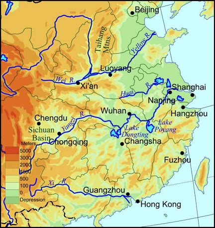 Top Ten Rivers Of China Physical Maps