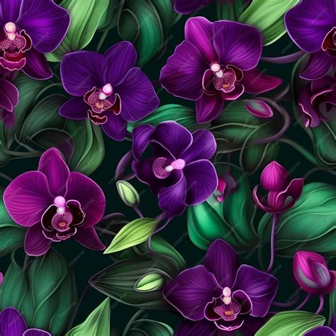 Premium AI Image | Purple orchids on a dark background