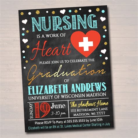 Editable Nurse Graduation Invitation Chalkboard Printable - Etsy