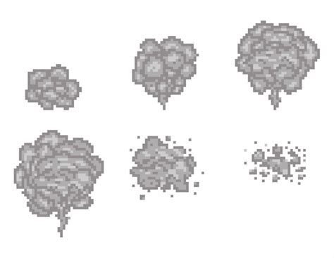 Free Vector | Pixel art smoke animation frames for game. Pixel game smoke, cloud pixel smoke ...