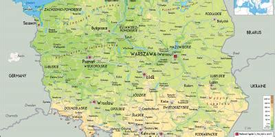 Physical map of Poland - Map of Poland physcal (Eastern Europe - Europe)