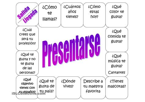 Juego de presentación | Planes de lecciones de español, Ejercicios para ...