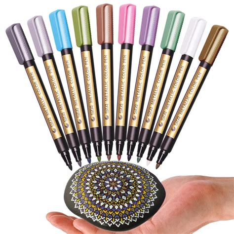 Metallic Markers Pen for Rock Painting Medium Point, Metallic Color Paint Markers for Ceramic ...